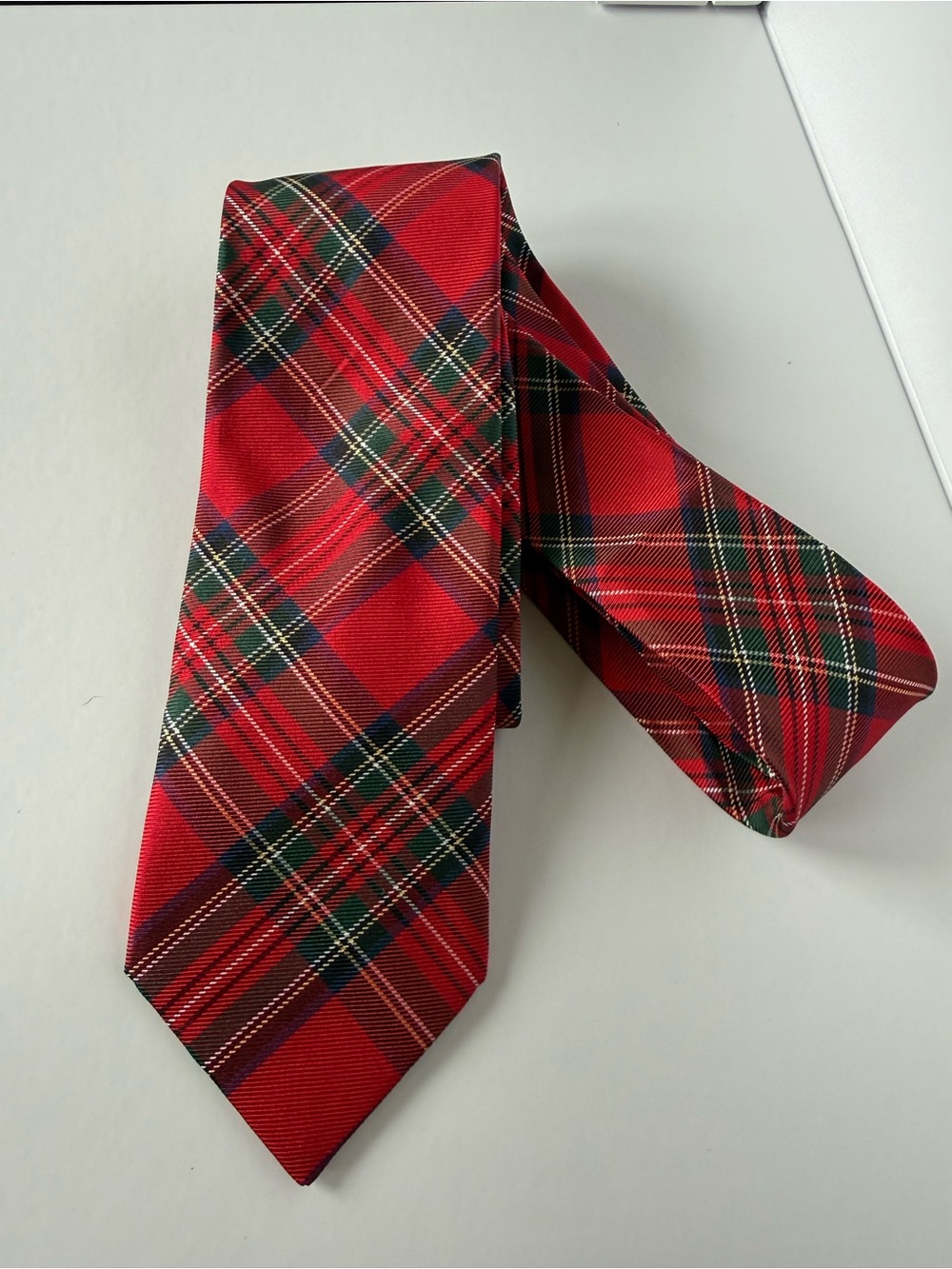 J. Crew Men's Red Plaid Neck Tie - Classic Holiday Style